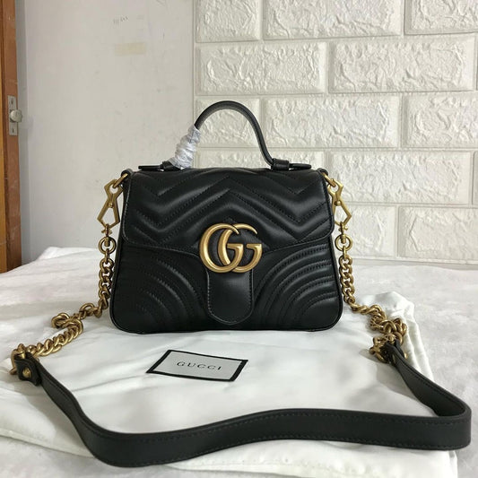 GG Chevron Top Handle Bag