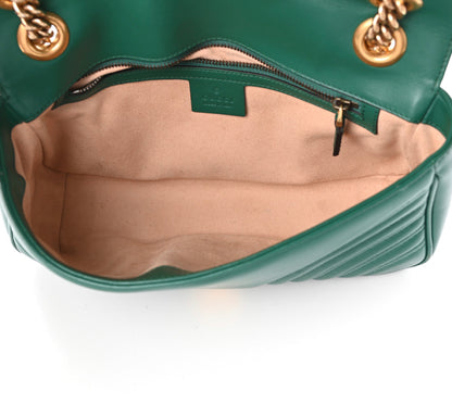 GG Calfskin Matelasse Marmont Shoulder Bag Emerald Green