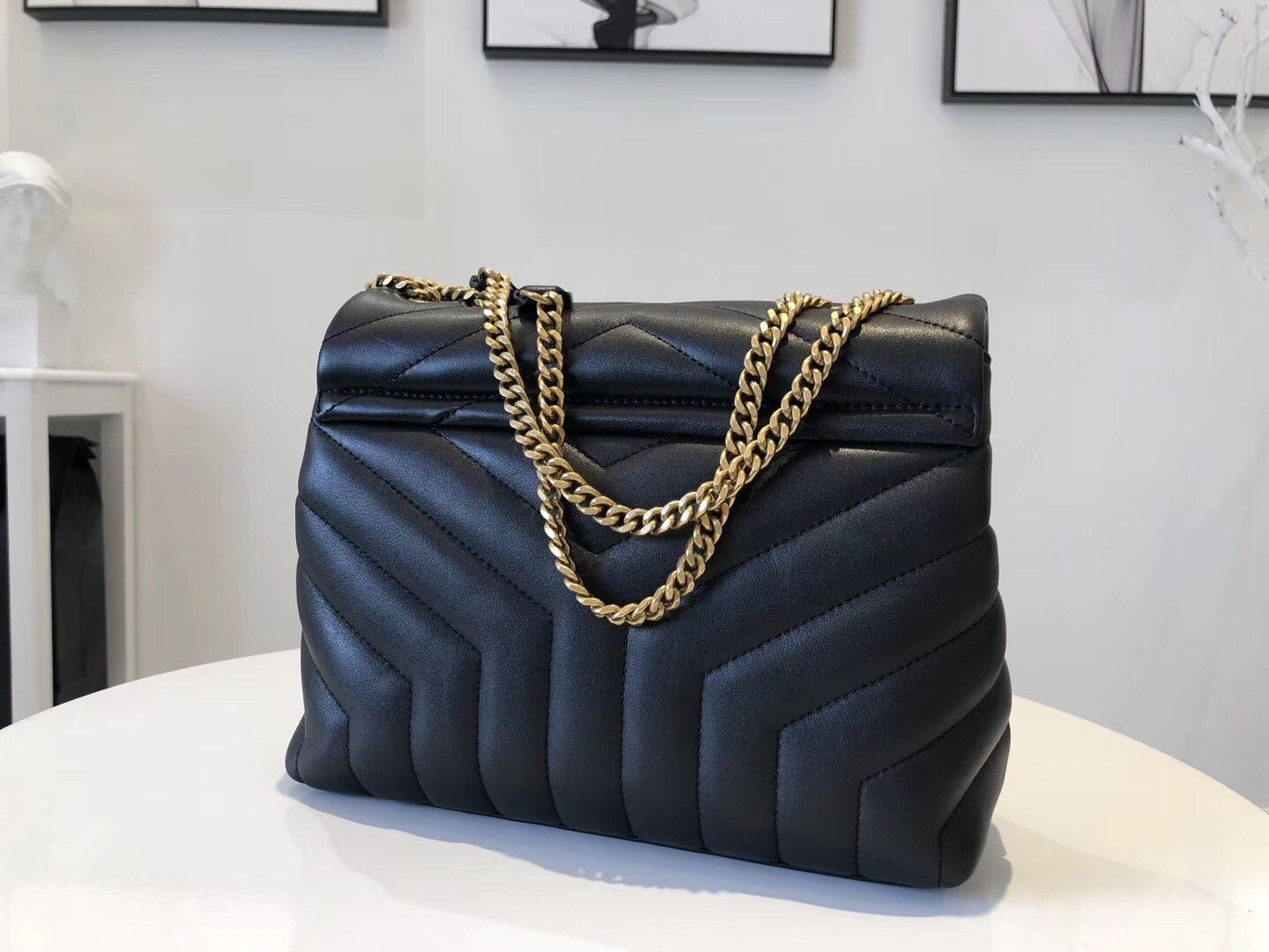 Chevron Quilted Chain Bag